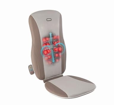 Homedics Shiatsu Back Massage Cushion with Adjustable Speeds and Comforting Heat Fits Most Chairs, Brown, 1 Count
