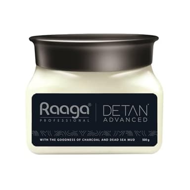 Raaga Professional Advanced De-Tan Cream | Removes Tan & Dead Skin | Enriched with Charcoal & Dead Sea Mud | Deep Cleansing, Purifying & Hydrating Formula | 17.64 Oz (500g)