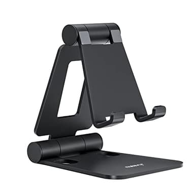 Nulaxy Dual Folding Cell Phone Stand, Fully Adjustable Foldable Desktop Phone Holder Cradle Dock Compatible with iPhone 17 16 15 14 13 12 11 Pro Max Xs Xr X 8, Nintendo Switch, All Phones