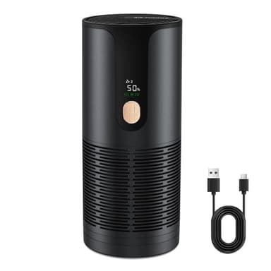 Arint Mini Car Air Purifier-4 Layer Filtration & LCD Display,15dB Quiet,Cordless True HEPA Portable Small Air Purifier,Filters 99.97% of Smoke/Dust/Pet Odors,for Cars/Office/Travel