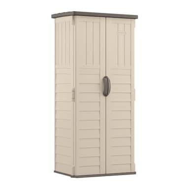 Suncast Vertical Outdoor Storage Shed with All-Weather Construction, Vanilla