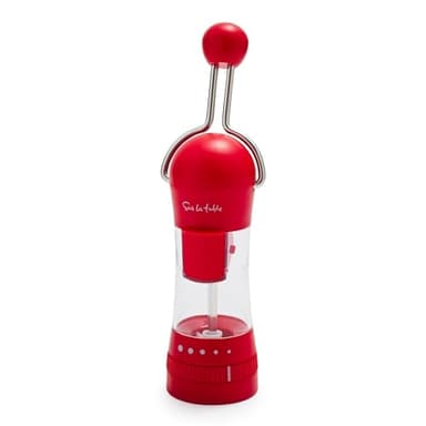 Sur La Table Spice Ratchet Mill Grinder with 5 Adjustable Coarse settings, Red