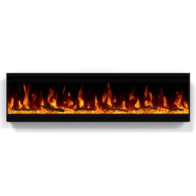 40 inch Electric Fireplace, Ultra-Thin Electric Fireplace Inserts, Ultra-Narrow Frame, Wall Mounted and Recessed Fireplace, Log & Crystal, Touch Screen & Remote Control, 1500W