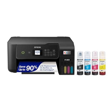 Epson EcoTank ET-2800 Wireless Color All-in-One Cartridge-Free Supertank with Scan and Copy, The Ideal Basic Home Printer - Black