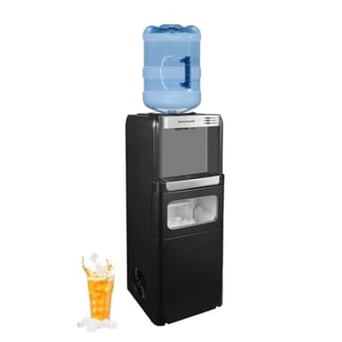 Frigidaire 3-in-1 Ice & Water Machine – Hot or Cold Top-Load Water Cooler Dispenser for 5 Gal Bottle – Built-in Bullet Ice Maker – Compact, Black