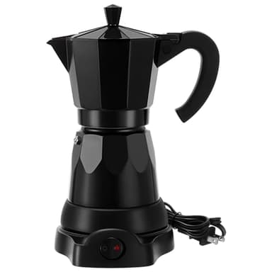 Lemosae Coffee Pot 6 Cup Electric Espresso Coffee Maker Italian Moka Maker 300ml Portable Aluminum Espresso Machine Cafetera Moka Pot with Detachable Base, Gift for Home Travel(Black)