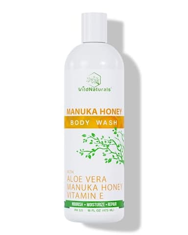 Manuka Honey Eczema and Psoriasis Body Wash – Organic, Natural Body Wash with Aloe Vera, Cehami, and Manuka Honey – Plant-Based, Sulfate-Free, Cruelty-Free Skincare