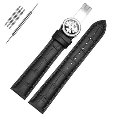 KLVN Genuine Leather Watch Strap For PP Patek Philippe Grenade 5167Ax 20mm 21mm 22mm Bracelet Men's Women Watchband Chain (Color : Black-silver, Size : 22mm)