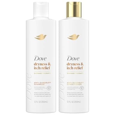 Dove Shampoo and Conditioner Set - DermaCare Scalp Dryness & Itch Relief, Pyrithione Zinc Shampoo and Conditioner, Anti-Dandruff, Anti-Frizz, Smoothing Hair Care, 12 Oz (2 Piece Set)
