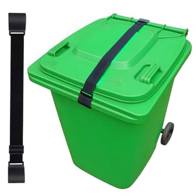 WJVYB 1 Pack Raccoons Proof Trash Can Locks for Animals – Adjustable Double Claw Design, Anti-Odor & Wind-Resistant, Secures Outdoor Bins Against Squirsrels, Raccoons& Storms