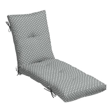 Arden earthFIBER Outdoor Tufted Chaise Cushion, 22 x 76, Rain-Proof, Fade Resistant, Cushion for Chaise Lounger Stone Grey Dot