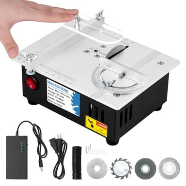 MXBAOHENG Mini Table Saw S3 Portable Precision Craft Table Saw, 1/2" Adjustable Cut Depth, Seven Speed Adjustable Power Supply, for Small Hobby Woodworking Miniature Wood Craft Cutting