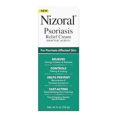 Nizoral Psoriasis Relief Cream- Relieves Itching, Irritation & Redness and Controls Flaking and Scaling with Maximum Strength Medicine (Salicylic Acid 3%), 4 Fl Oz