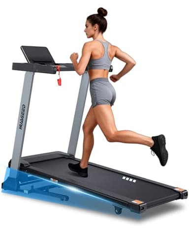 HUAGEED Treadmills for Home, 15-Level Auto Incline, 17.32" Wide Belt, 3.0HP, 0.6–10 MPH, 300 lb Capacity Folding Running Machine, 40 Preset Programs