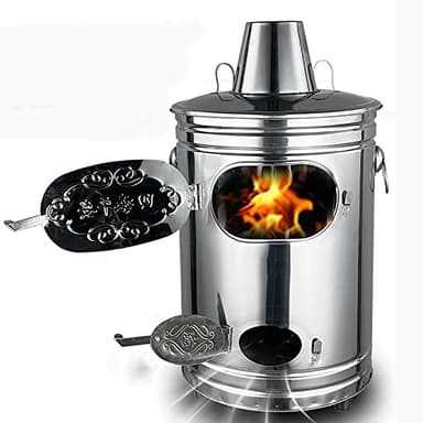 YUDIZWS Stainless Steel Incinerator Bucket Burn Barrel for Outside Burning Trash Garden Leaves Branches or Excess Mail Personal documents,Lid with Chimney,58l,26x14.6inch