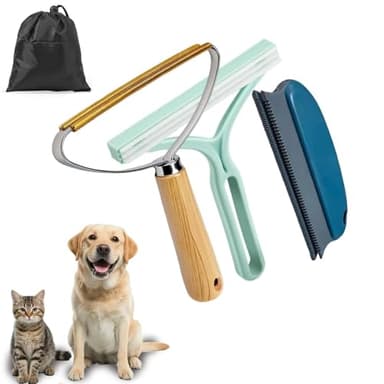Qbily Pet Hair Remover 2nd Gen (3 Pack) - Reusable Lint Removal Tool for Couch, Carpets, Cat Trees, Car Mats, Furniture, Clothes, Pet Houses, Dog & Cat Hair Scraper Tool with Storage Bag