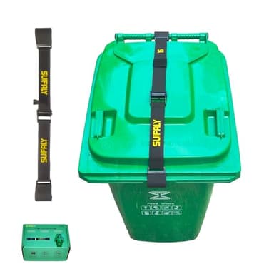 Trash Can Locks with Self-Locking Buckle – Heavy Duty Adjustable Bear Proof Lid Straps for 28-96 Gallon Bins, Animal-Proof Garbage Can Lock for Raccoons, Squirrels, Wildlife (1)