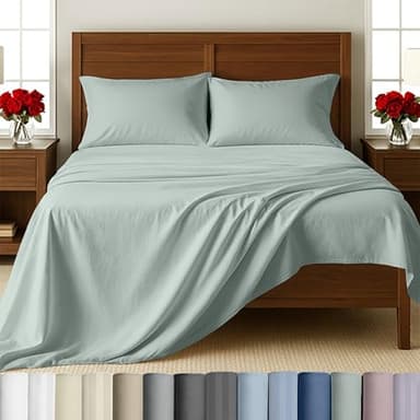 California Design Den Split King Bedsheets for Adjustable Bed, 100% Cotton Set, 500 Thread Count Sateen, Snug Fit, Includes Twin-XL Fitted Sheets, Bedding & Pillowcases (Split King, Silver Sage)