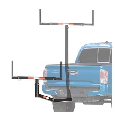 ECOTRIC 750lbs Capacity Black Truck Bed Extender Pickup Truck Bed Hitch Mount Extension Rack SUV Lumber Ladder Canoe Boat Kayak Long Pipes w/Flag - Powder Coated Steel