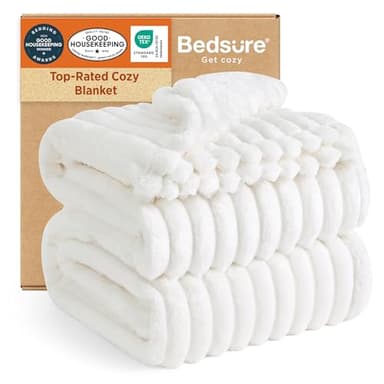 Bedsure GentleSoft King Size Blanket for Bed - Cozy Soft Blankets for Women, Cute Large Bedding Fleece Throws for Girls, Off White, 108x90 Inches