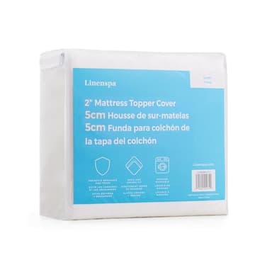 Linenspa 2 Inch Mattress Topper -Cover Twin –Cover Only –Machine Washable – Breathable – Non Slip –Cover for Mattress Topper with Zipper – Topper -Cover Only White