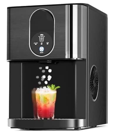 Cowsar Nugget Ice Maker Countertop, 44lbs/24H Soft Chewable Pellet Ice Machine with Dispenser, Self-Cleaning, 2.4L Removable Water Tank, One-Click Operation, Ideal for Home/Kitchen/Bar/Office, Black