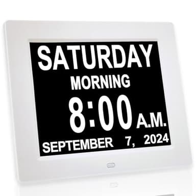 ใNew 2026ใ Digital Calendar Alarm Day Clock - with 8" Large Screen Display, am pm, Multiple Alarms, for Impaired Vision People, The Aged Seniors, The Dementia, for Desk, Wall Mounted,