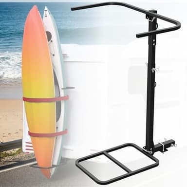 nutoniz 2-in-1 RV Hitch Mount Kayak Rack for Truck SUV Camper Trailer, Height Adjustable Vertical Standing Kayak Carrier with 2" Receiver, Up to 12ft, 150 lbs Capacity