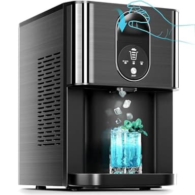 Kismile Countertop Nugget Ice Maker, 44lbs/24H Soft Chewable Pebble Ice Machine with Self-Cleaning and One-Click Operation, Compact Pellet Ice Maker for Home & Kitchen (Black)