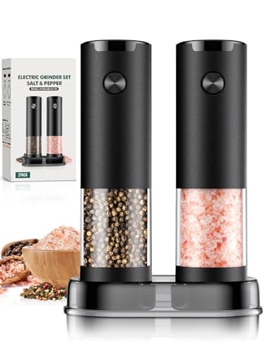 Electric Salt and Pepper Grinder Set Automatic Battery Pepper Mill Shakers Adjustable Coarseness Upgraded Larger Capacity with Led Home and Kitchen Appliances for New House Warming Gifts