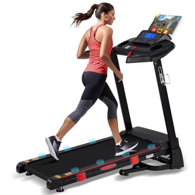 Treadmill with Incline,15-Level Auto Incline, 18" Wide Belt, 350lb Capacity, 3HP, 0.5-10 MPH, 36 Programs Running Treadmills for Home with Bluetooth APP