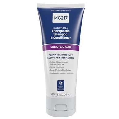 MG217 Psoriasis Shampoo and Conditioner with Salicylic Acid, Therapeutic Scalp Treatment, Softens, Lifts, Removes Scaling, Psoriasis Scalp Treatment, Salicylic Acid Shampoo and Conditioner, 8floz Tube