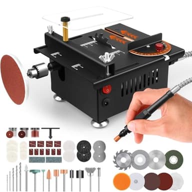 Portable Mini Table Saw for Crafts, Adjustable Speeds & Angles, Compact Electric Saw for Wood, Acrylic, Plastic, and More, Multifunctional Desktop Tool with Extra Accessories for Precise Cutting