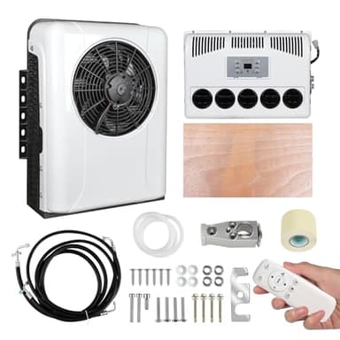 12V Universal Electric RV Truck Air Conditioner Camper A/C Unit, 10000 BTU Split AC Quiet Van A/C for RV Caravan, Semi-Truck, Tractor, Crane, Pickup, Excavators