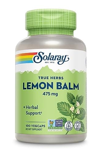 SOLARAY Lemon Balm Aerial 475 mg - Healthy Mental Calm and Relaxation and Rest Support - Whole Aerial for Full Nutrient Profile - Non-GMO, Vegan - 100 Servings, 100 VegCaps