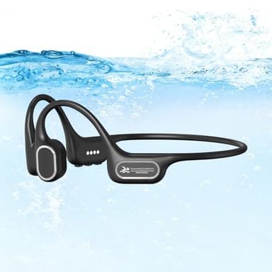 Soft Liquid Silicone Bone Conduction Swimming Headphones Underwater,IPX8 Waterproof Earbuds,Open Ear Swim Headphone with Skin-Friendly Silicone/Built-in 32G MP3-Player Earphones for Swimming-Black