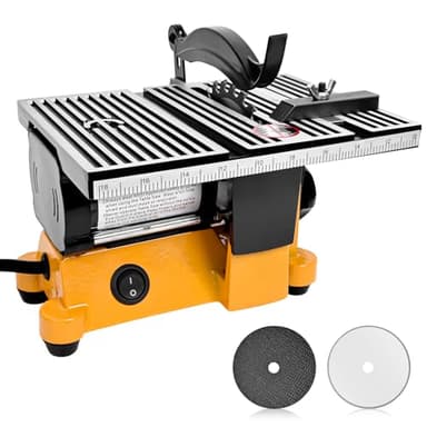 Vevitts 4" Mini Table Saw, 60W 110V Portable Miter Saw Table Saw Bench Electric Cutting Machine for DIY Handmade Woodworking Crafts, with 3 Blades
