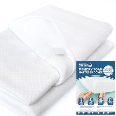 Moonsea Mattress Topper Cover (Cover Only) Twin Size, 3-4 Inch Zippered Viscose Made from Bamboo Cover for Latex Mattress Topper, Removable Memory Foam Mattress Topper Cover with Straps