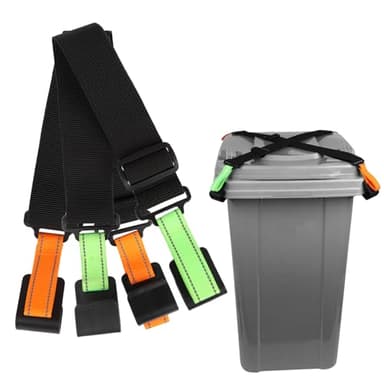 Trash Can Locks for Animals, 2 Pack Adjustable Garbage Can Locks with Reflective Strips, Trash Bin Locks for Animals, Raccoon and Animal Proof, Prevent Odor from Spreading, Fits Multiple Sizes Cans