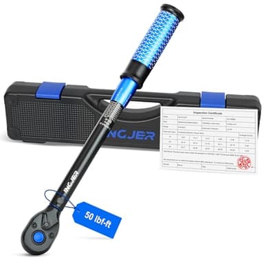 INGJER UPGRADE 3/8" Drive Click Torque Wrench,5-50Ft.Lb,Dual-Direction Adjustable 72 Tooth Click Torque Wrench for Bike, Motorcycle,Professionals & DIYers,Blue