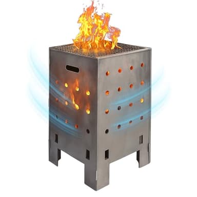 Marabuut Burn Barrel for Outdoor Trash – Heavy Duty Corten Steel Fire Pit with Lid and Base – Incinerator for Yard Debris, Paper, Wood and Leaves – 30 Inch Extra Large Capacity