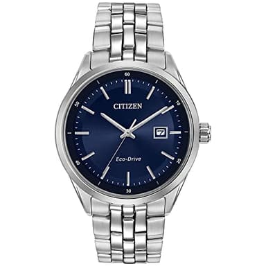Citizen Men's Classic Addysen Eco-Drive Watch, 3-Hand Date, Sapphire Crystal, Stainless/Blue Dial, 41mm (Model: BM7251-53L)