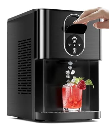 Antarctic Star Nugget Ice Maker Countertop with Soft Chewable Ice, 44Lbs/24H Portable Pellet Ice Machine with Self-Cleaning, One-Click Operation, for Home/Kitchen/Office, Stainless Steel, Black