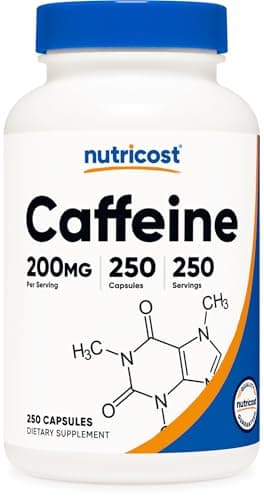 Nutricost Caffeine Pills, 200mg Per Serving (250 Caps)