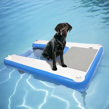 Toriexon Dog Boat Ramp 48"x32", Inflatable Dog Ramp for Boat & Pool Ramp for Dogs, Non-Slip Stable Pet Ramp, Supports Up to 200 lbs for Pool, Lake & Beach