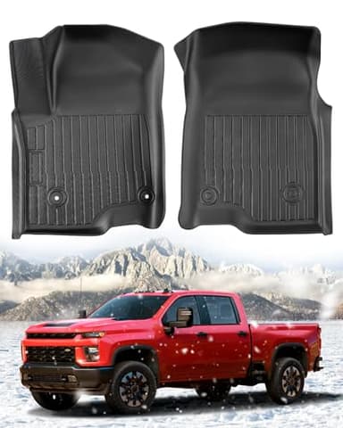 Floor Mats for Chevy Silverado Sierra: 2019-2026 1500 2500HD 3500HD Truck Front Liners,All Weather Car Accessories Double & Crew Cab Only Carpet for Chevrolet Silverado for GMC Sierra 2026 2025-2019