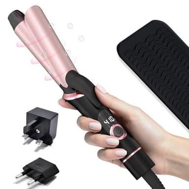Mini Curling Iron for Travel, Dual Voltage with European, UK Plug Adapter, Small Hair Curler for Women, 5 Temperature Settings for All Hair Types up to 410℉, 1 Inch