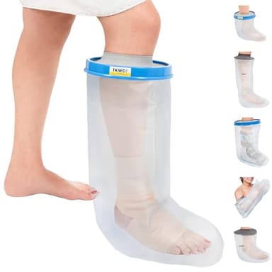 TKWC INC 100% Waterproof Leg Cast Cover for Shower – Reusable Watertight Foot Protector with Anti-Slip Bottom – Comfortable, Easy to Use