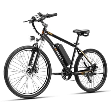 Jasion EB5 Electric Bike for Adults with Peak 1000W Brushless Motor, 40Miles 20MPH Commuting Electric Mountain Bike with 360Wh Removable Battery, 7-Speed, 26" Tires and Front Fork Suspension