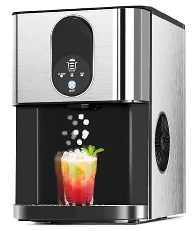 Cowsar Nugget Ice Maker Countertop, 44lbs/24H Soft Chewable Pellet Ice Machine with Dispenser, Self-Cleaning, 2.4L Removable Water Tank, One-Click Operation, Ideal for Home/Kitchen/Bar/Office, Silver